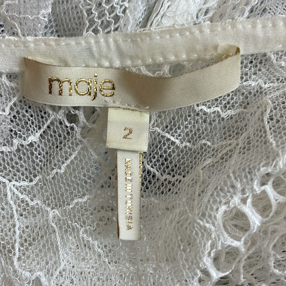 Maje White Lace Blouse Cardigan Size 2‎ - Picture 6 of 6